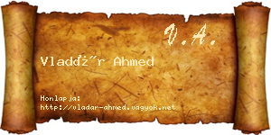Vladár Ahmed névjegykártya